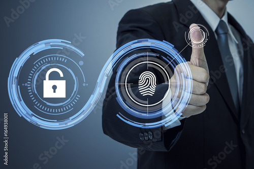 fingerprint authentication. biometric authentication concept. mixed media. photo