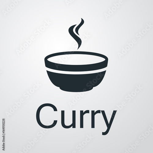 Icono plano Curry con tazon sobre fondo degradado