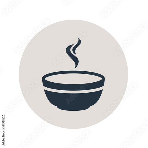 Icono plano tazon caldo en circulo gris