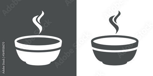 Icono plano tazon caldo gris y blanco