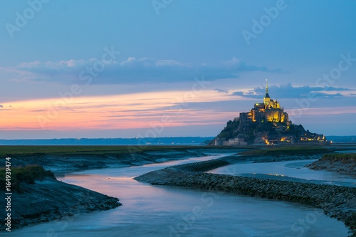 .Idyllic panorama of Mont Saint-Michel Abbey, Normandy, France, Western Europe