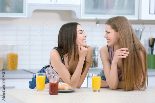 Lovely lesbian couple havin...