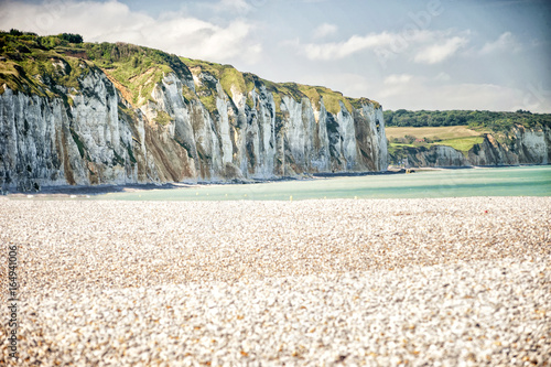 Tableau sur toile Dieppe, Beach and cliff in Dieppe area. Normandy, France
