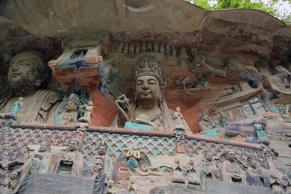 Sutra de Amitabha y su tierra Pura, Esculturas Rupestres de Dazu, Monte Baoding, China