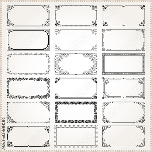 Decorative frames and borders rectangle 2x1 proportions set 2