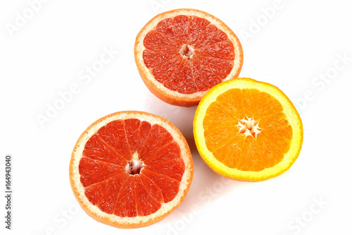 Oranges and Grepfruton a white background