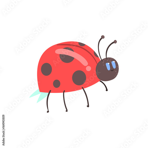 Cute cartoon red ladybug character vector Illustration