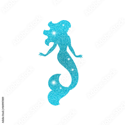 Silhouette of mermaid with dust glitters