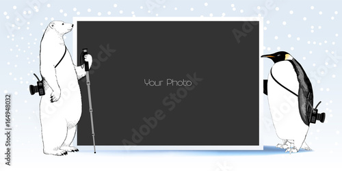 Scrapbook with New Year, Christmas or winter background vector illustration