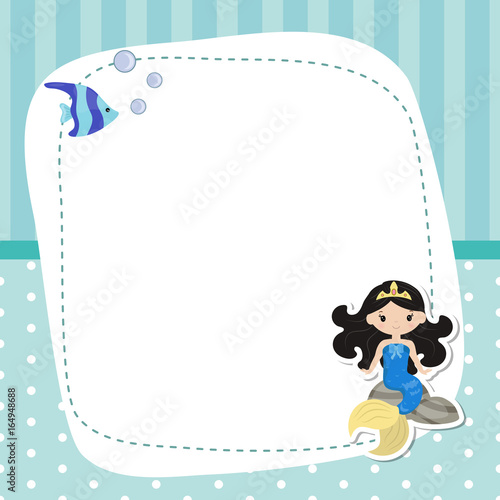 Greeting card withcute girl mermaid. photo
