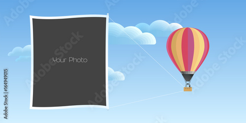 Photo frames collage with fun travel background vector illustration