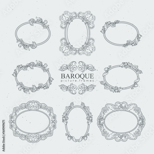 Detailed vintage frames in baroque style. Vector collection