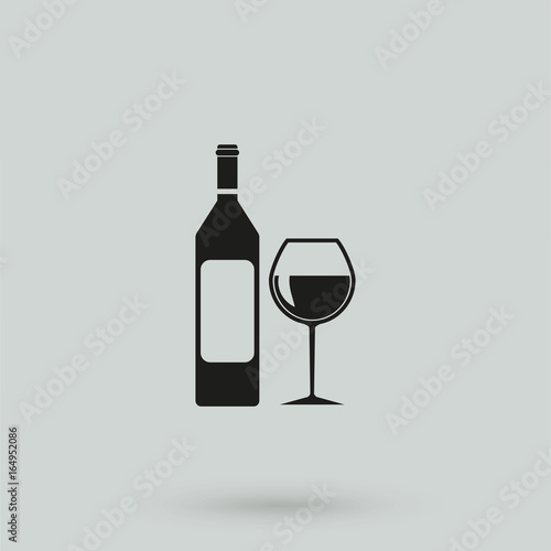 A vector illustration of a wine bottle and glass