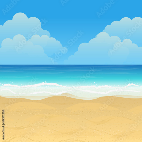 Beautiful tropical beach scene, vector illustration