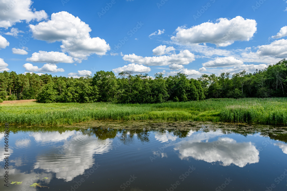 Fototapeta premium reflection of clouds in the lake