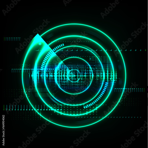 Technological global radar modern abstract background vector
