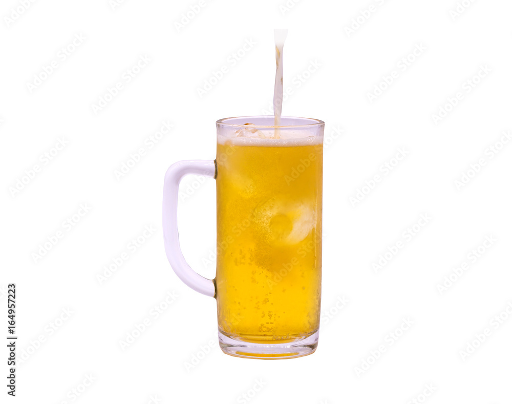 Cold beer in glass isolated on white background.with saved clipping path. Cold beer in glass isolated on white background.with saved clipping path.