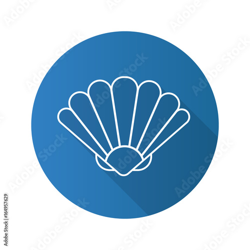 Seashell flat linear long shadow icon