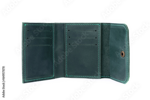 Leather wallet on a white background, isolated