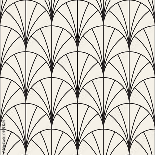 Vector Seamless Rounded Lines Pattern. Abstract Geometric Background Design. Circular Geometric Tiling Lattice