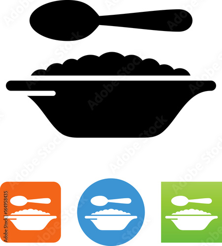 Cereal Bowl And Spoon Icon - Illustration