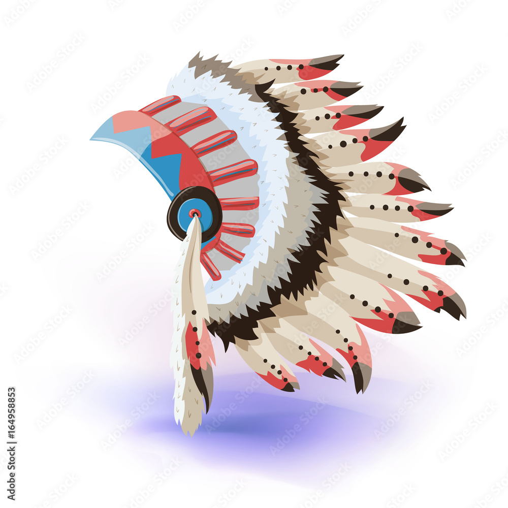 Native American Indian Headdress. Vector Color Illustration Of Tribal ...