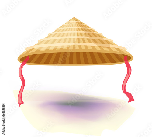Chinese conical straw hat vector illustration isolated on a white background Vector illustration .Masquerade or carnival costume headdress