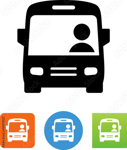 City Bus With Driver Icon - Illustration
