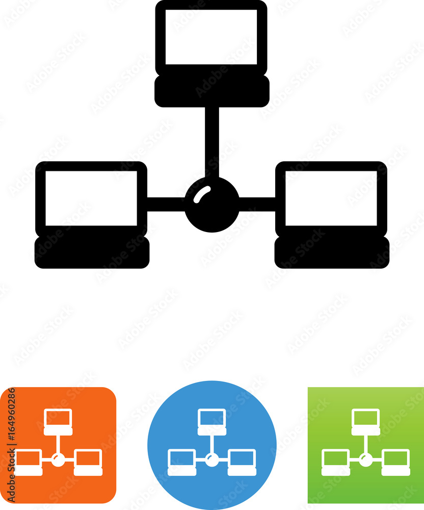 Computer Network With Hub - Illustration Computer Network With Hub - Illustration