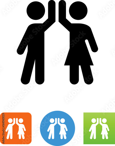 Couple Doing A High Five Icon - Illustration