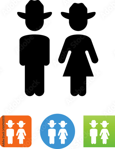 Cowboy And Cowgirl Icon - Illustration