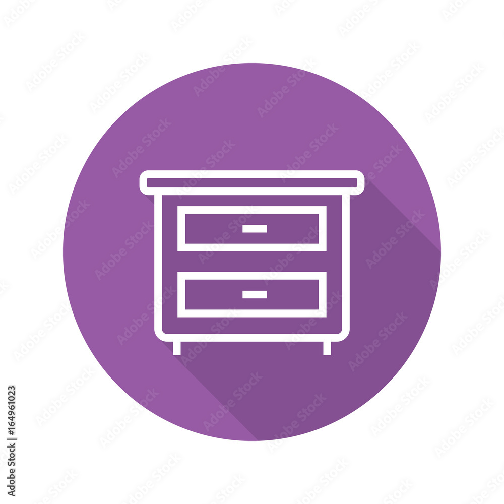 Nightstand flat linear long shadow icon Nightstand flat linear long shadow icon