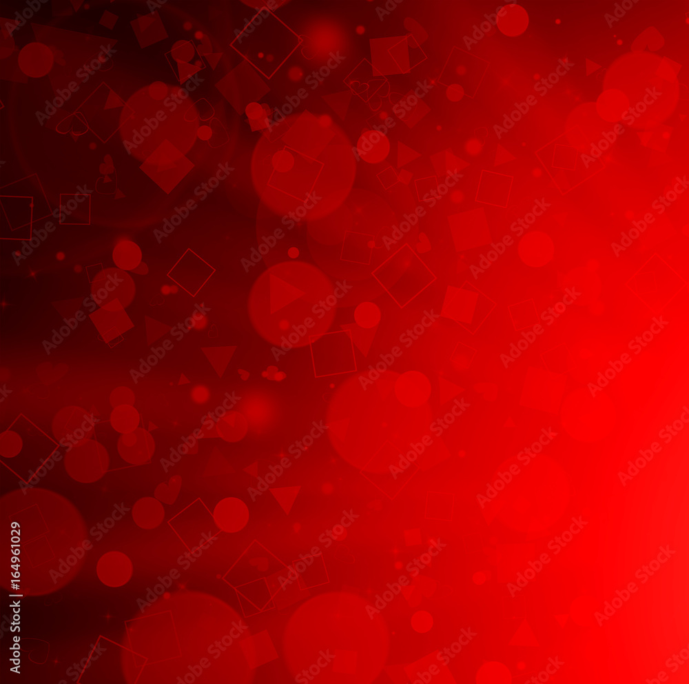 Dark Red glitter sparkles rays lights bokeh Festive Elegant abstract background.