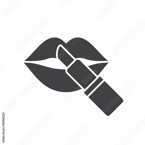 Lipstick with woman's lips glyph icon