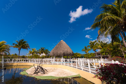 Gazebo in island of Cayo Largo, Cuba. Copy space for text. photo