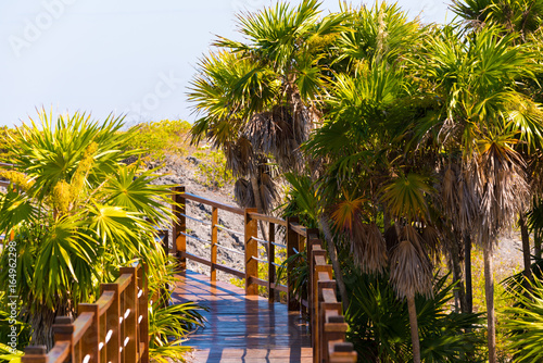 The bridge to the sandy beach Playa Paradise of the island of Cayo Largo, Cuba. Close-up. photo