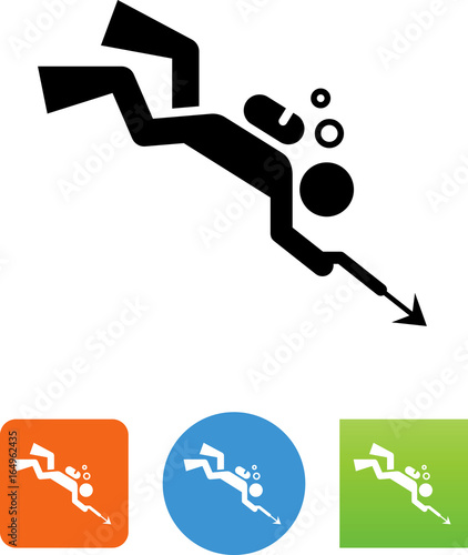Diver With Harpoon Icon - Illustration