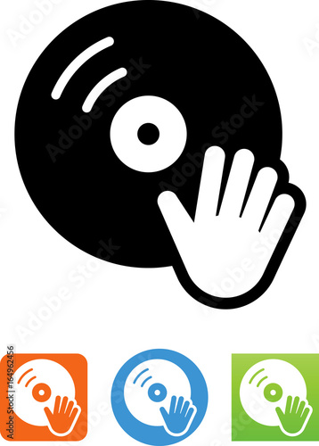 DJ Turntable Record Player With Hand Icon