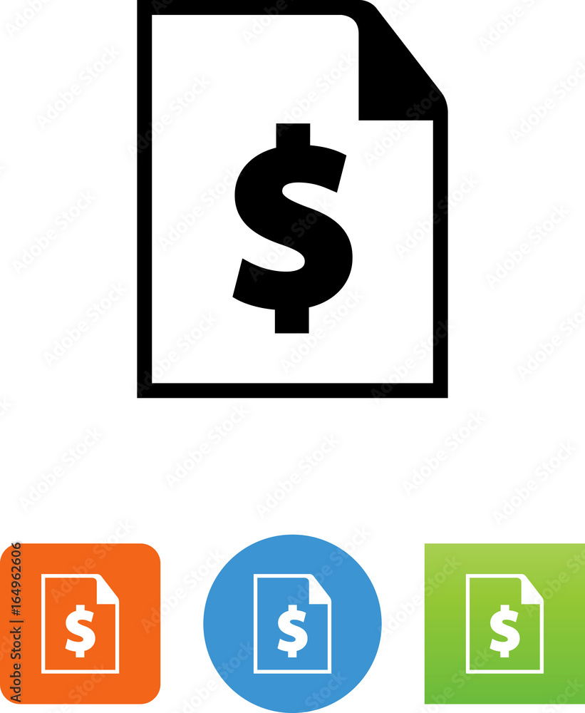 Document With Dollar Sign Icon - Illustration Document With Dollar Sign Icon - Illustration
