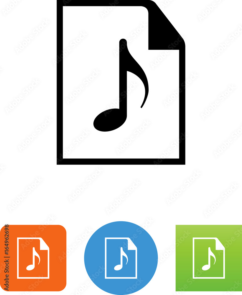 Document With Music Note Icon - Illustration Document With Music Note Icon - Illustration