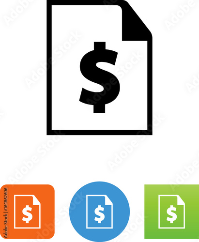 Document With Dollar Sign Icon - Illustration