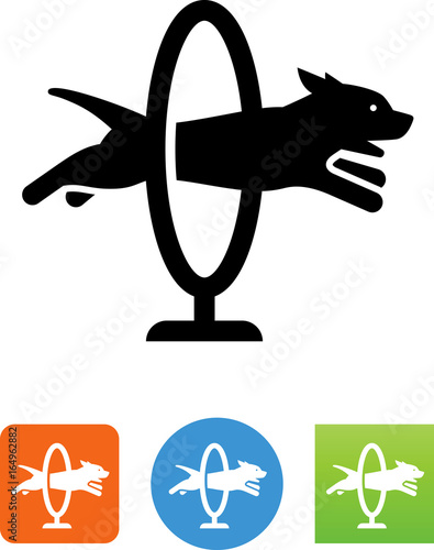 Dog Jumping Through A Hoop Icon - Illustration