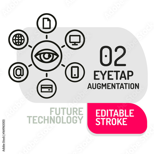 Eyetap Augmentation icon. Thin line Icon of Future Technology. Vector Symbol.