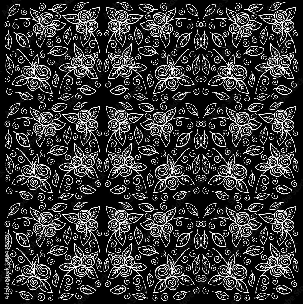 Rose pattern with sketch flowers and leafs. Rose pattern with sketch flowers and leafs.