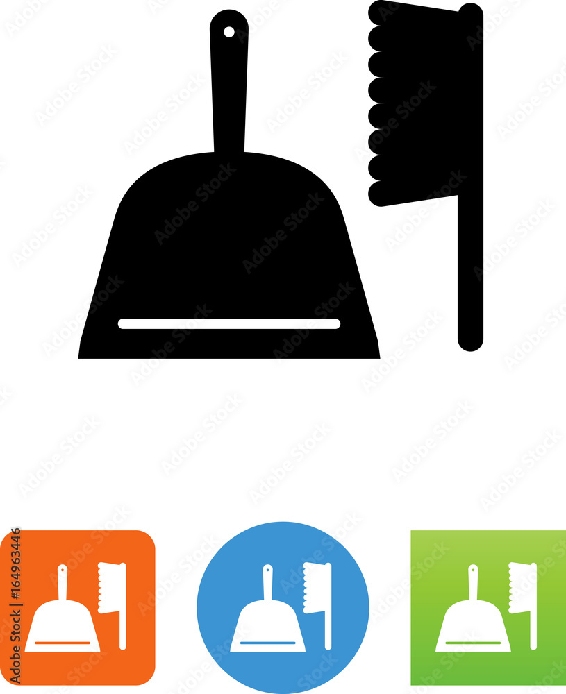 Dustpan And Brush Icon Illustration Stock Vector Adobe Stock