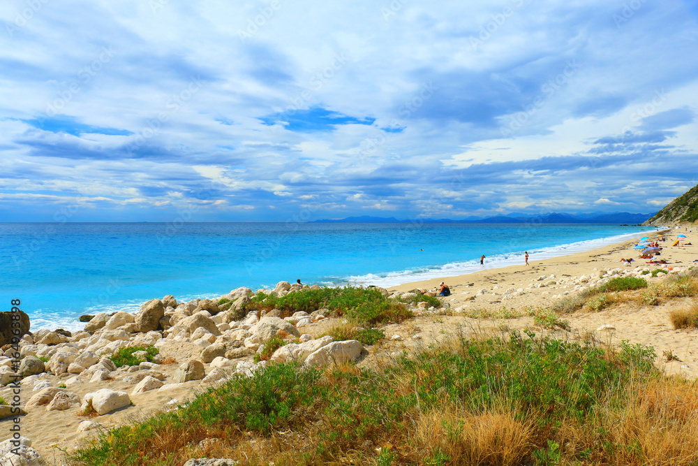 Pefkoulia beach on Lefkas island in Greece