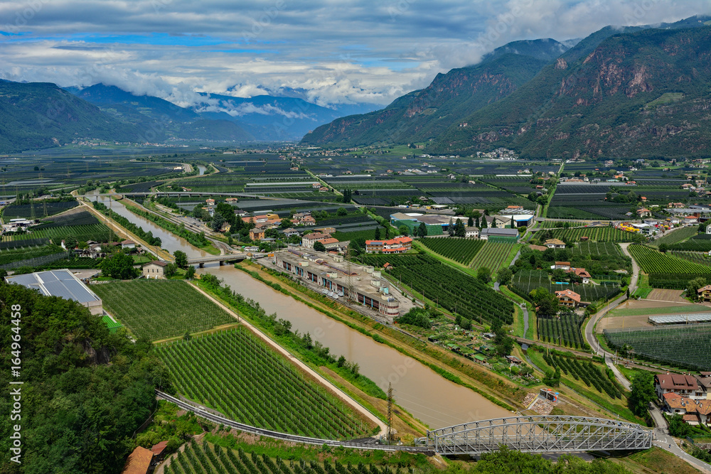 Italy South Tyrol Bozen high angle view and plantations