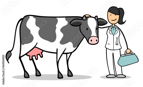 Frau als Tierarzt behandelt Kuh