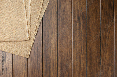 hessian cloth on wooden table