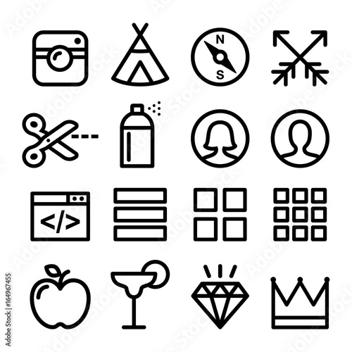 Web line icons, Website navigation flat design icon collection - users, blog, store 